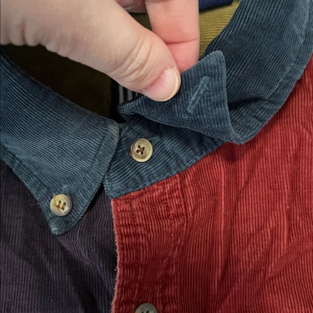 Gap Colorblock Corduroy Button Down Shirt Boys Size XL
